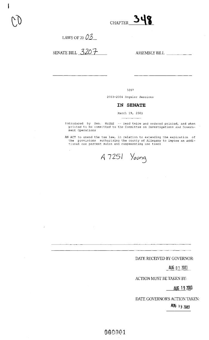 NYS Bill and Veto Jackets: 2003, Chapter 348