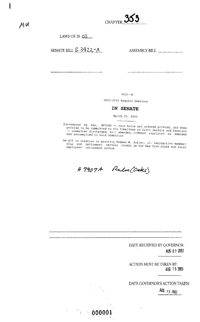 NYS Bill and Veto Jackets: 2003, Chapter 353