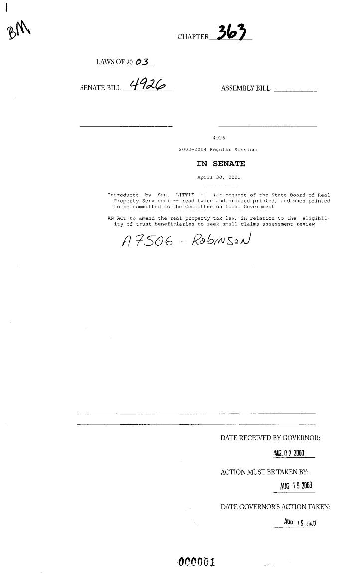NYS Bill and Veto Jackets: 2003, Chapter 363