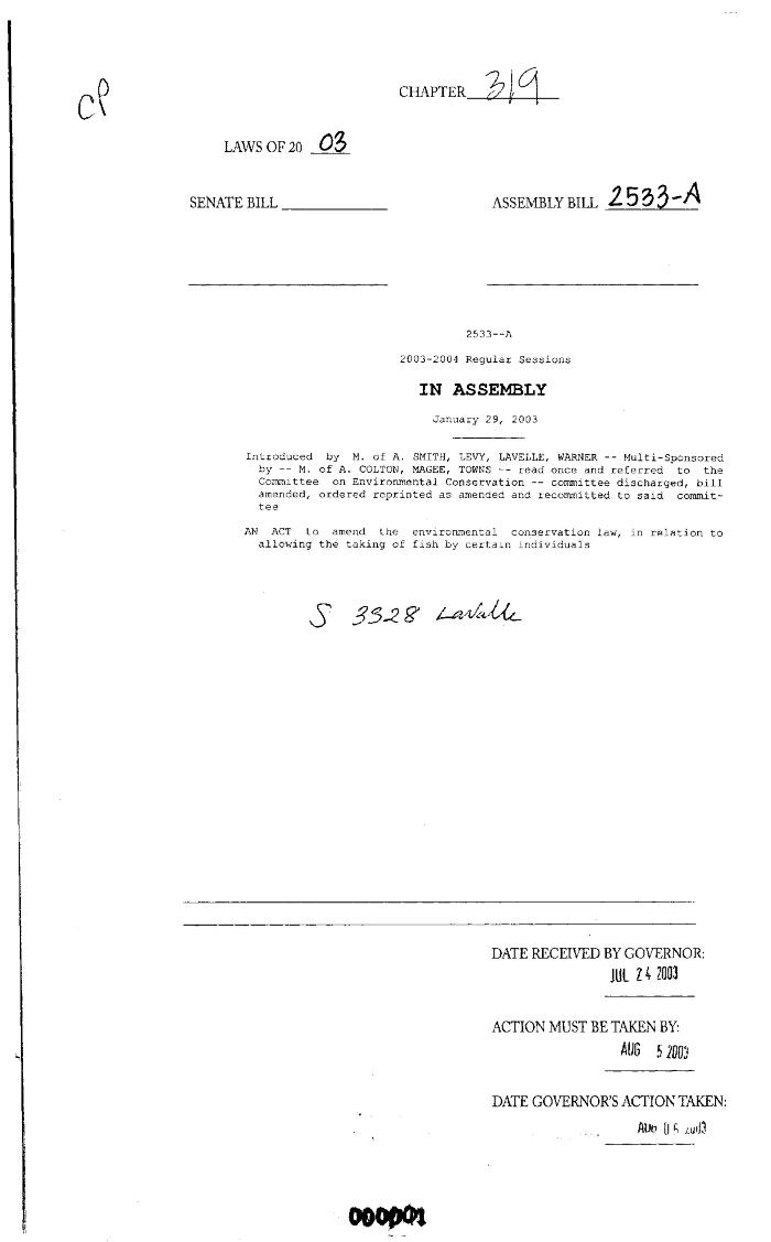 NYS Bill and Veto Jackets: 2003, Chapter 319
