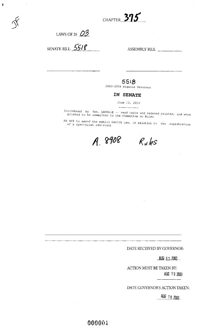 NYS Bill and Veto Jackets: 2003, Chapter 375