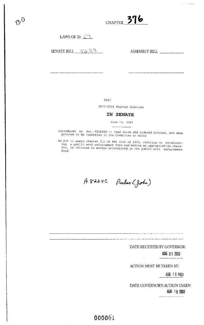 NYS Bill and Veto Jackets: 2003, Chapter 376