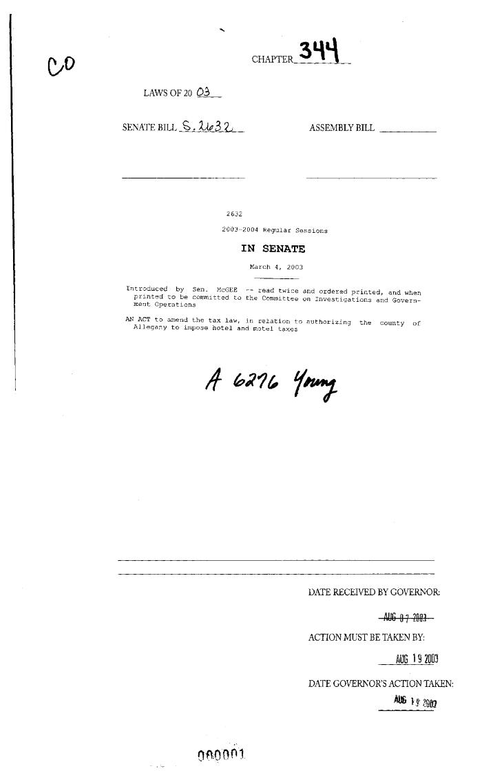 NYS Bill and Veto Jackets: 2003, Chapter 344