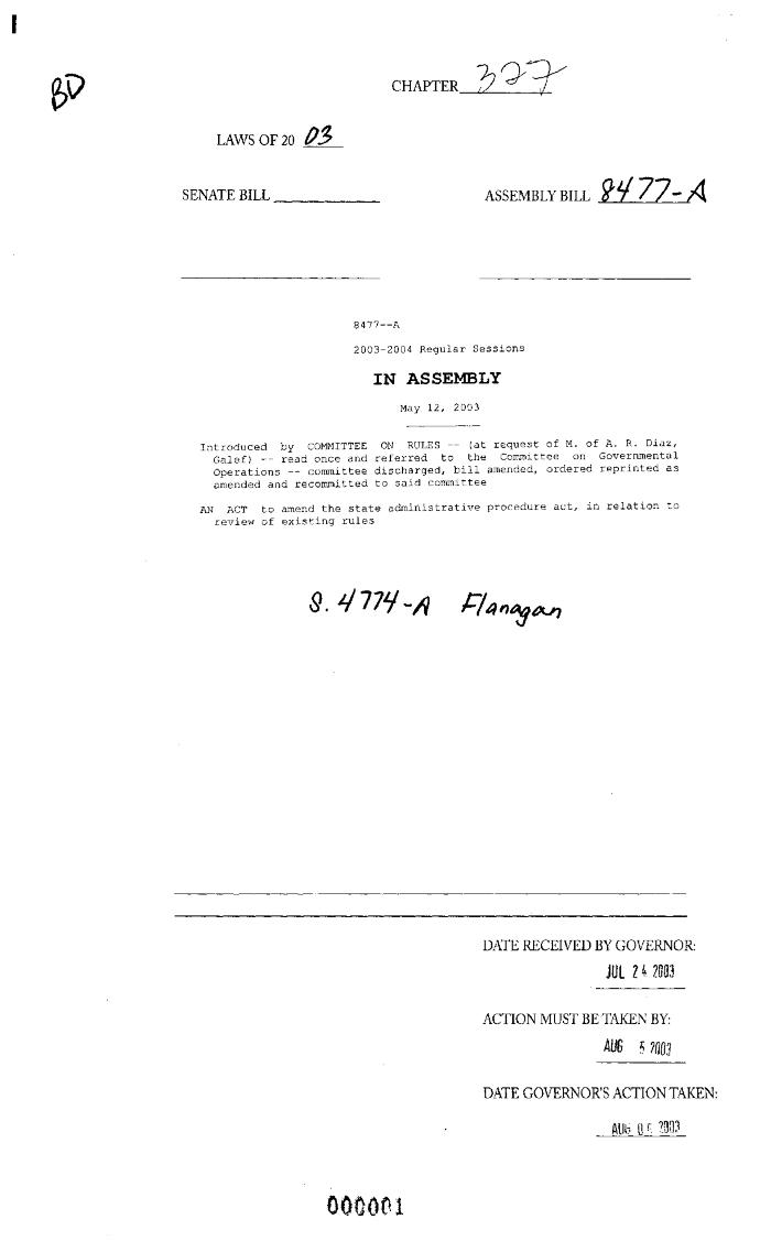 NYS Bill and Veto Jackets: 2003, Chapter 327