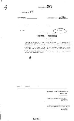 NYS Bill and Veto Jackets: 2003, Chapter 383