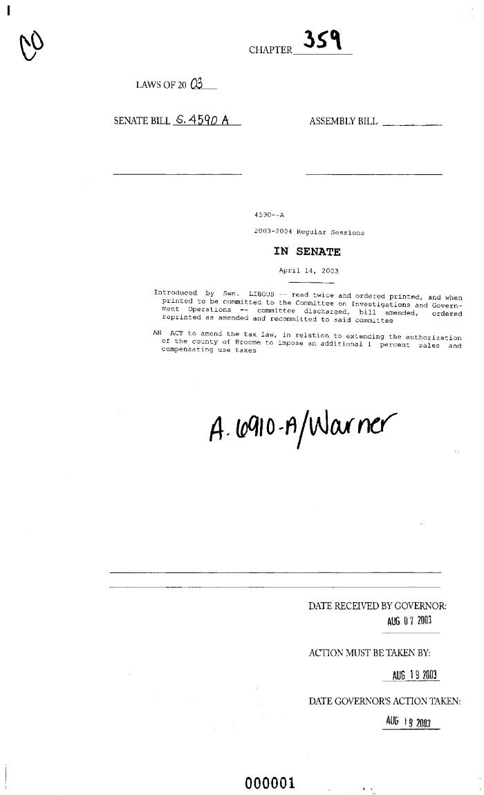 NYS Bill and Veto Jackets: 2003, Chapter 359