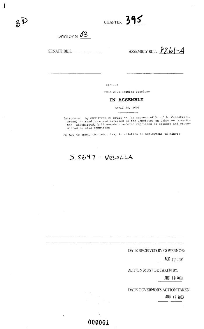 NYS Bill and Veto Jackets: 2003, Chapter 395