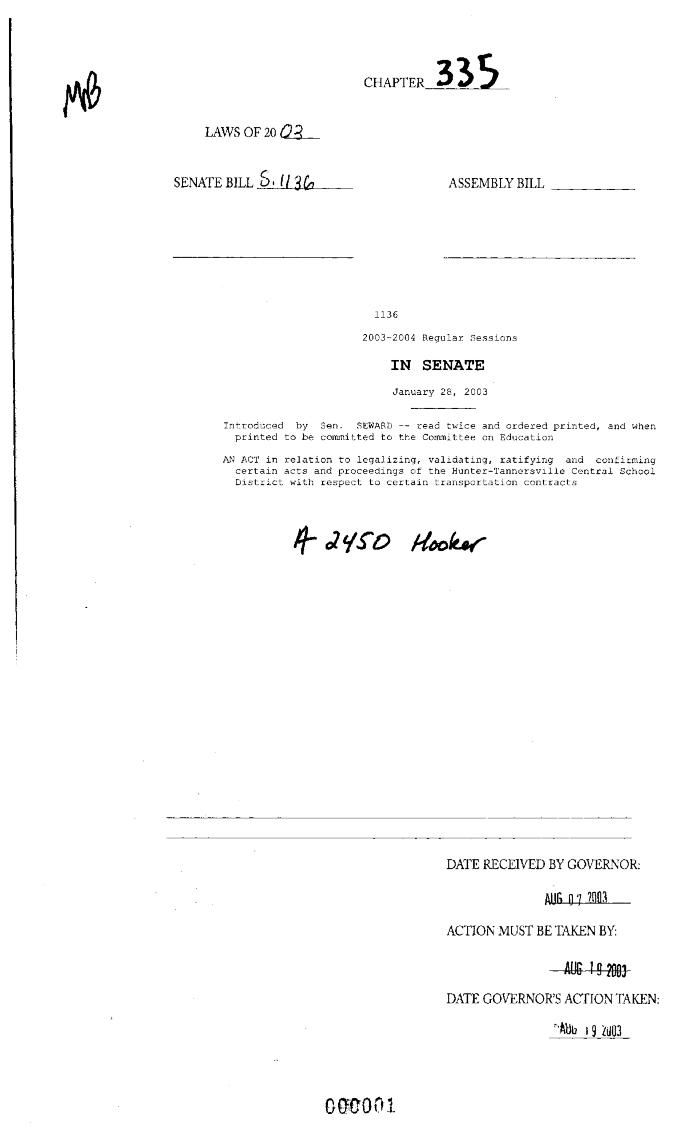 NYS Bill and Veto Jackets: 2003, Chapter 335