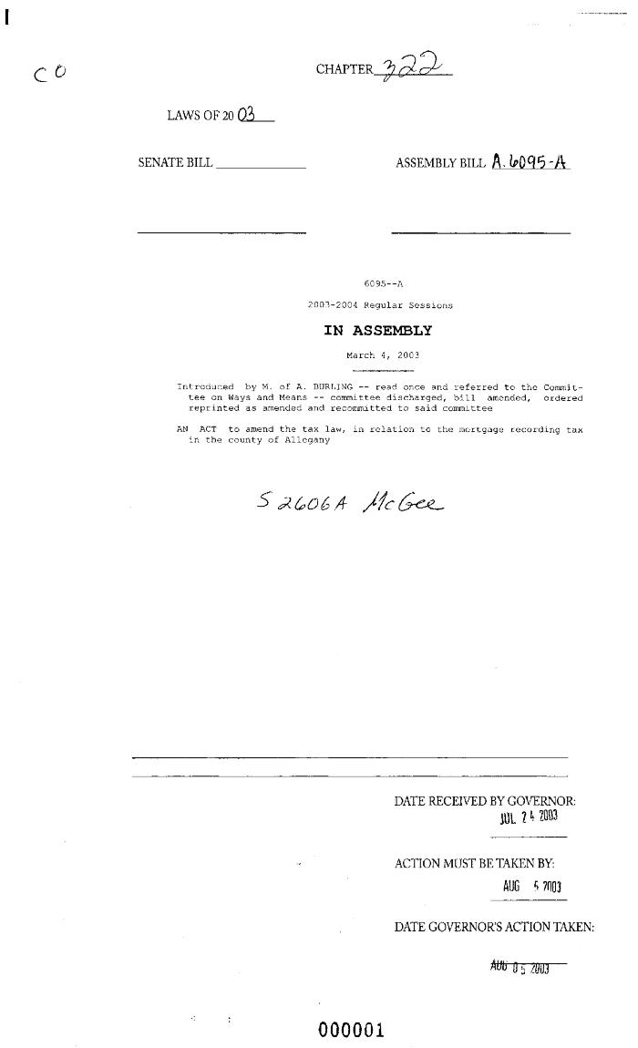 NYS Bill and Veto Jackets: 2003, Chapter 322