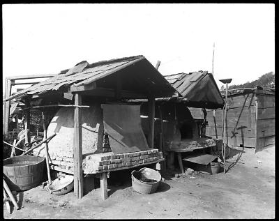 New York. Roseton. Outdoor ovens for baking bread, used in common by several families. Java Brick Works