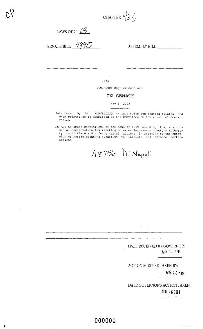 NYS Bill and Veto Jackets: 2003, Chapter 436