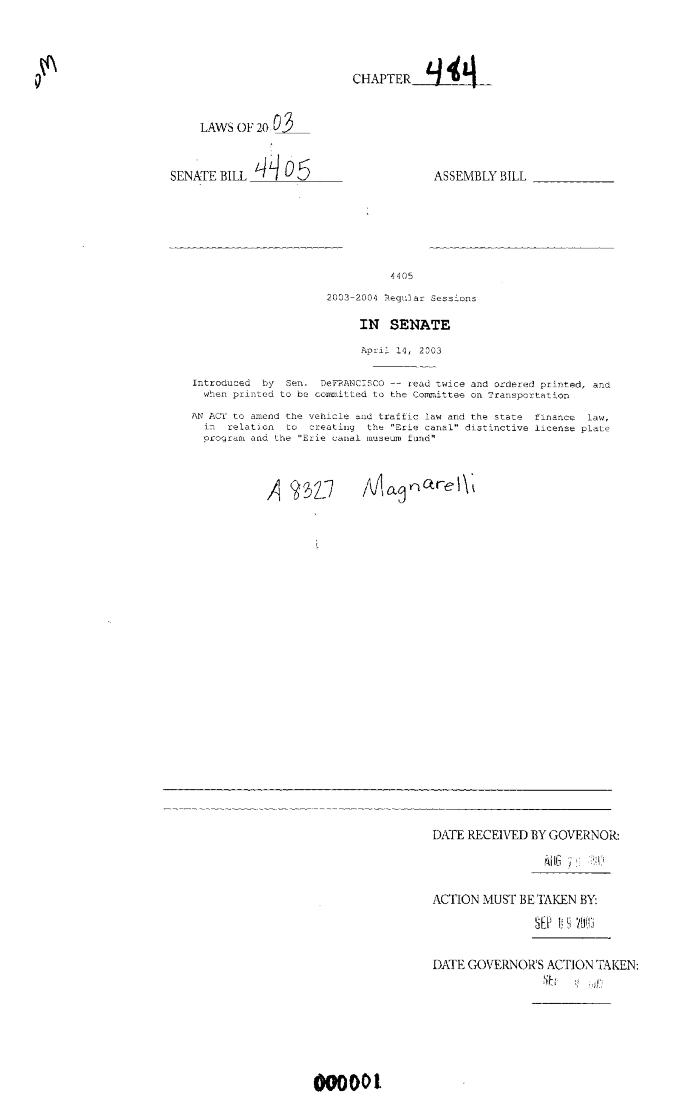 NYS Bill and Veto Jackets: 2003, Chapter 484