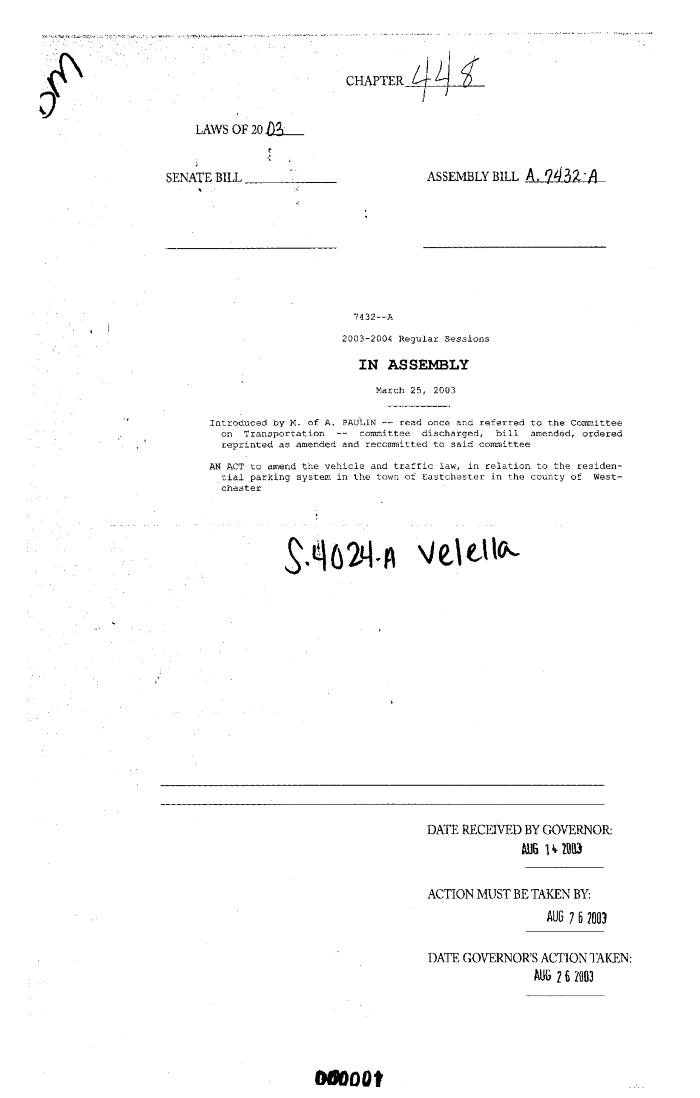 NYS Bill and Veto Jackets: 2003, Chapter 448