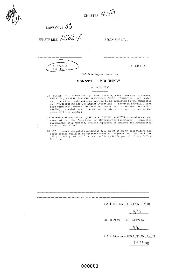 NYS Bill and Veto Jackets: 2003, Chapter 459