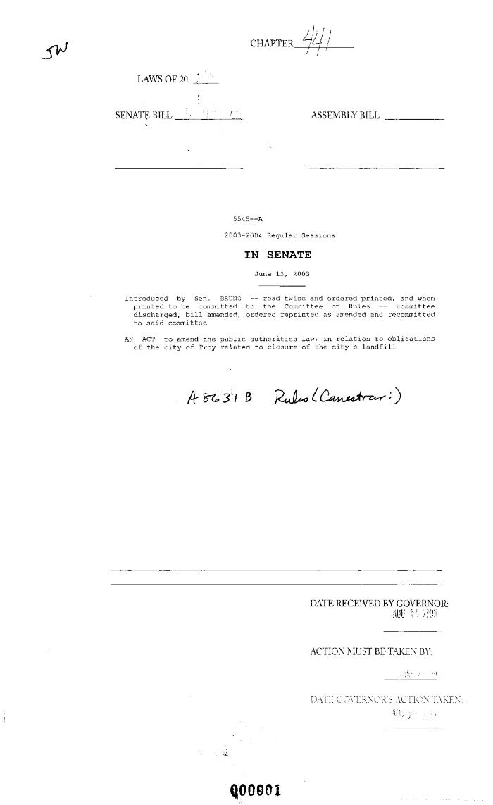 NYS Bill and Veto Jackets: 2003, Chapter 441