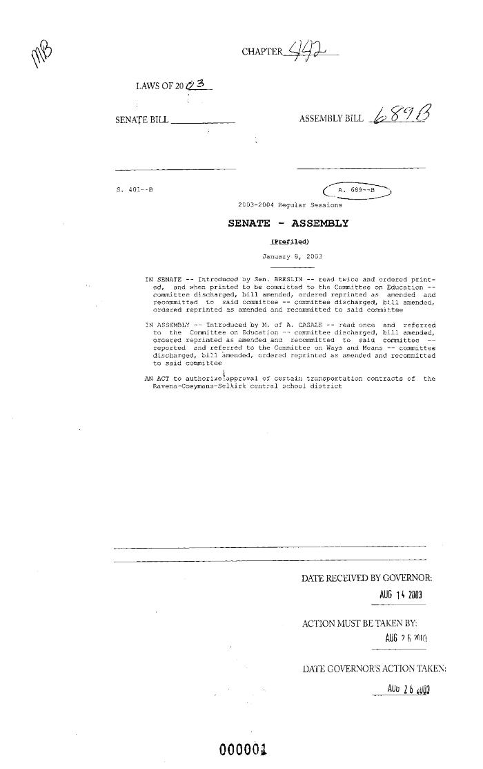 NYS Bill and Veto Jackets: 2003, Chapter 442