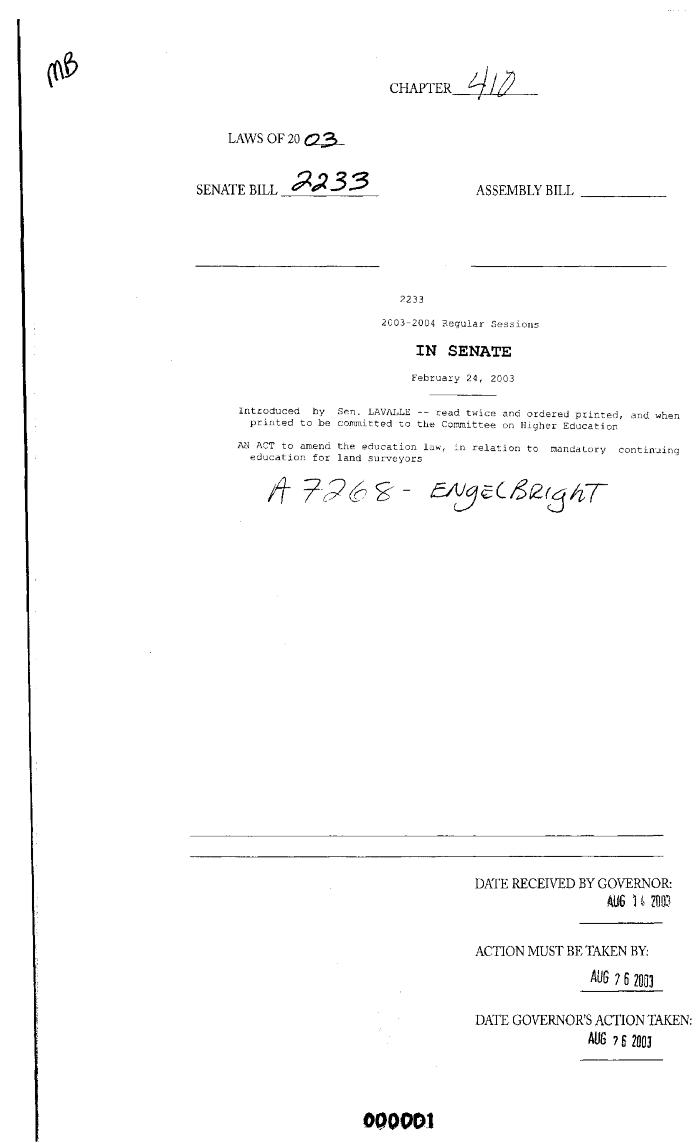 NYS Bill and Veto Jackets: 2003, Chapter 410