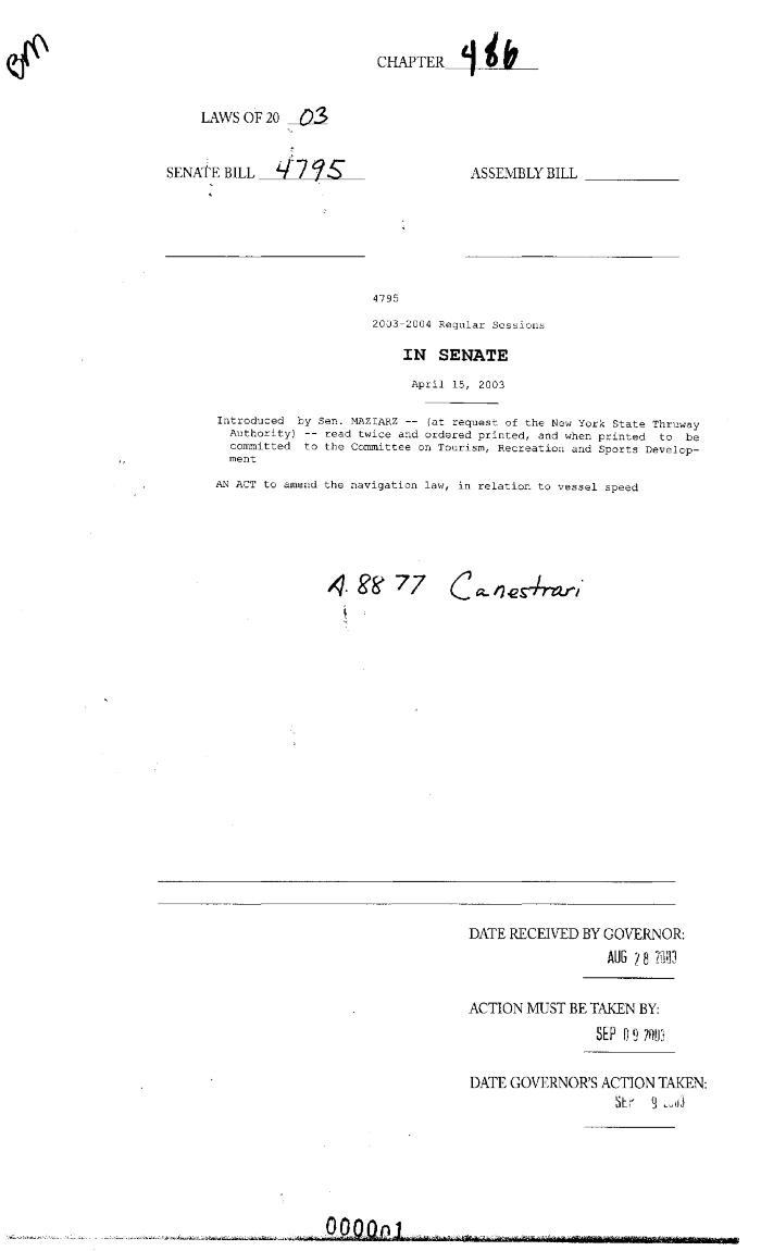 NYS Bill and Veto Jackets: 2003, Chapter 486