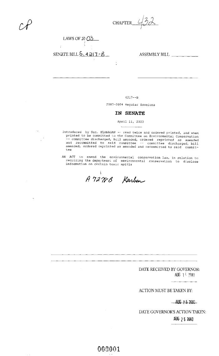NYS Bill and Veto Jackets: 2003, Chapter 432