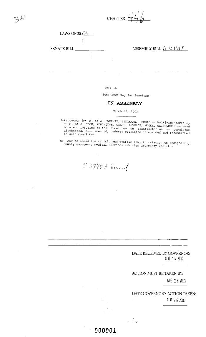 NYS Bill and Veto Jackets: 2003, Chapter 446