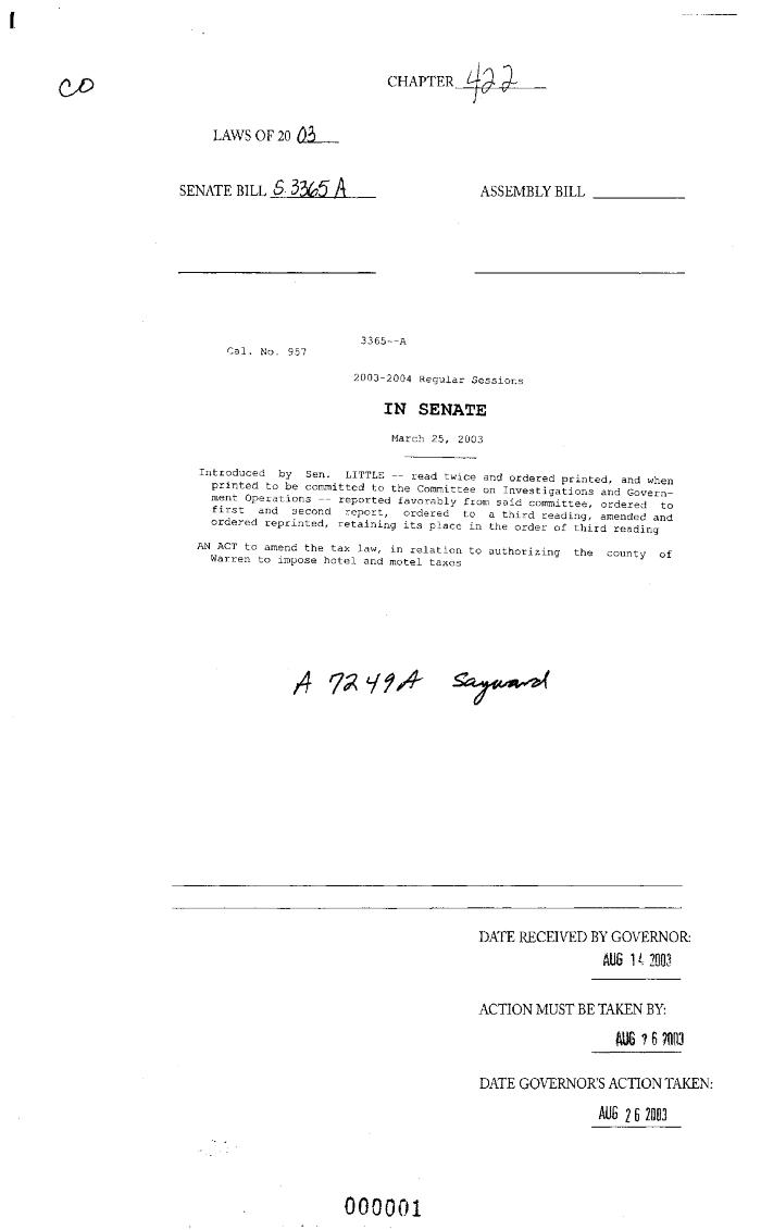 NYS Bill and Veto Jackets: 2003, Chapter 422