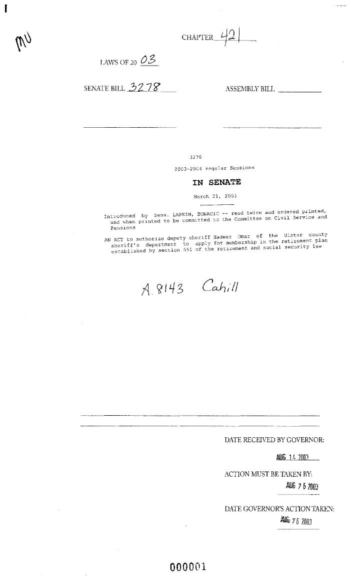 NYS Bill and Veto Jackets: 2003, Chapter 421