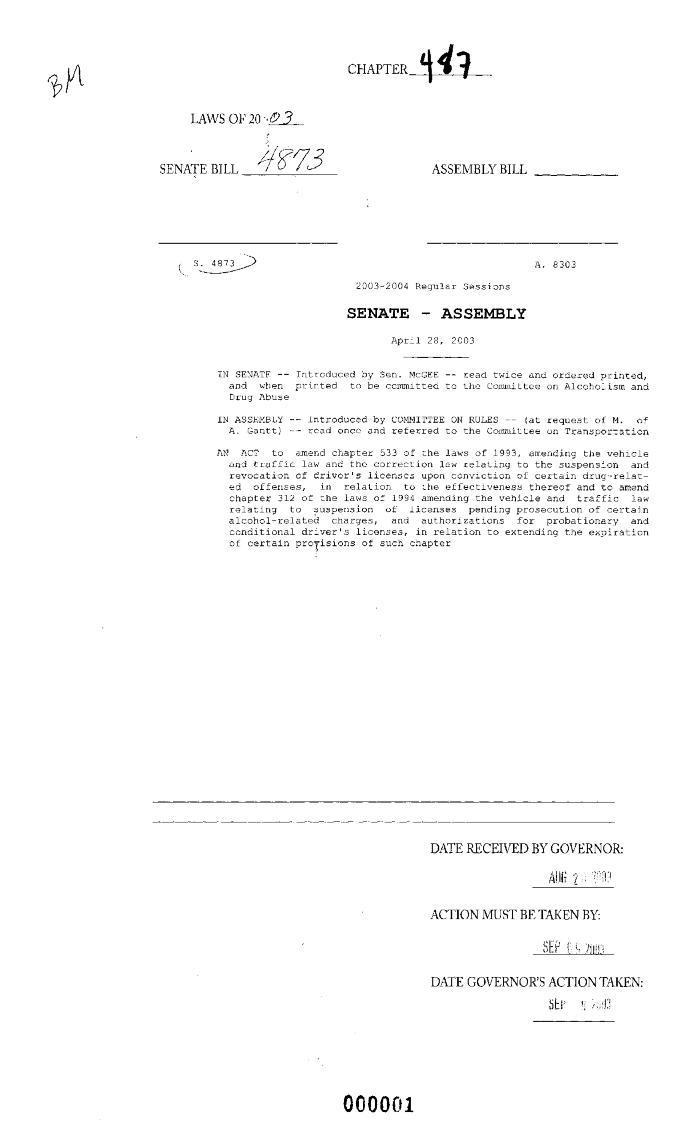 NYS Bill and Veto Jackets: 2003, Chapter 487