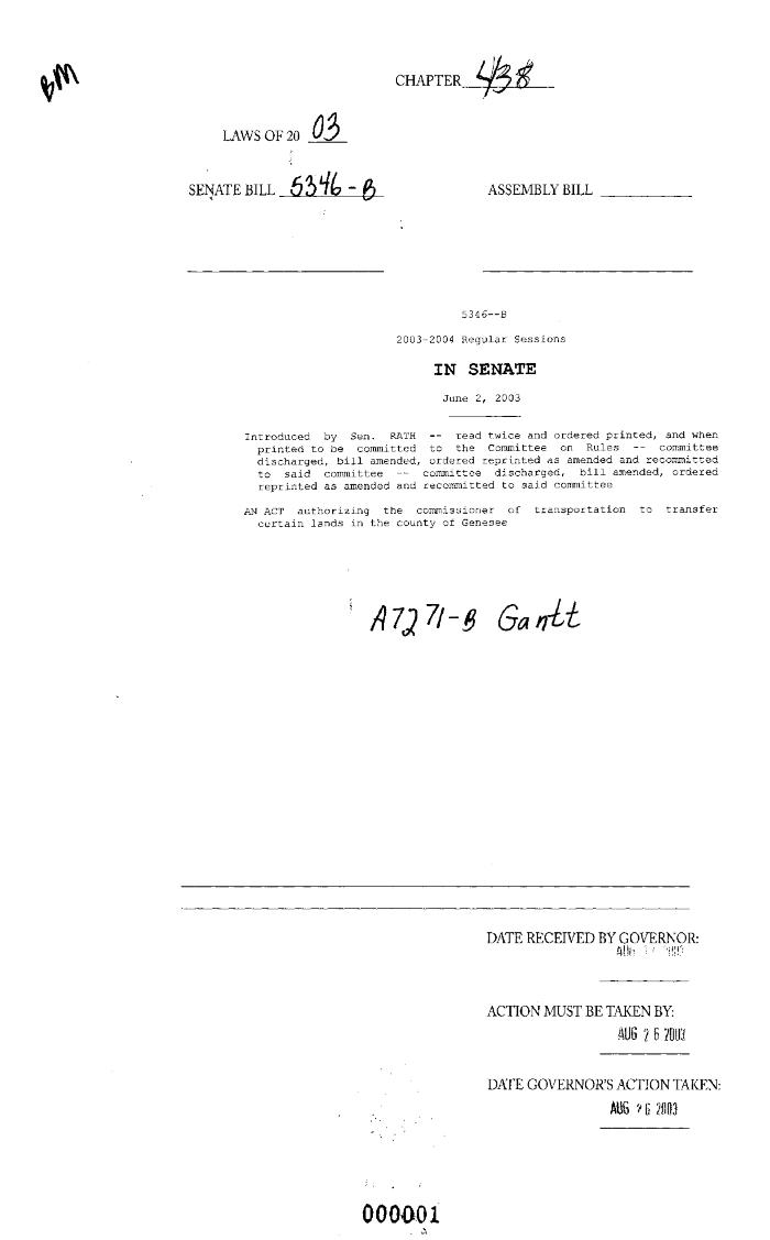 NYS Bill and Veto Jackets: 2003, Chapter 438