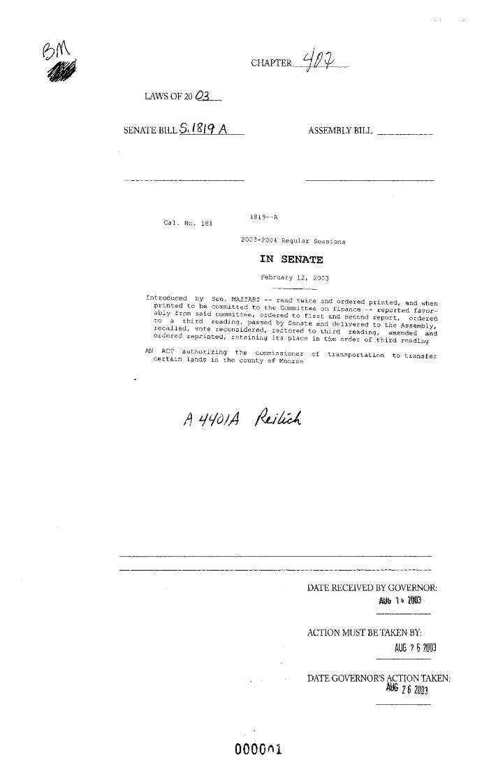 NYS Bill and Veto Jackets: 2003, Chapter 407