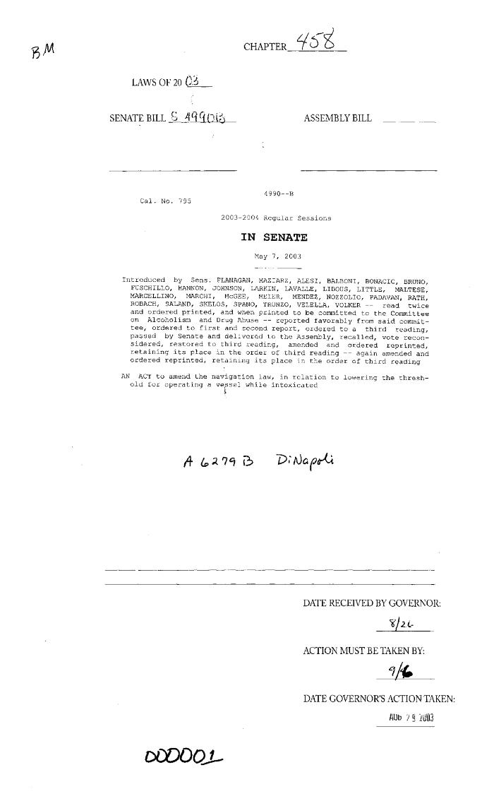 NYS Bill and Veto Jackets: 2003, Chapter 458