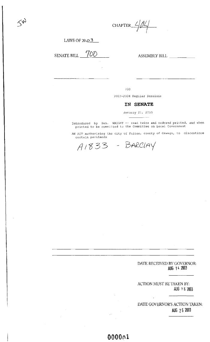 NYS Bill and Veto Jackets: 2003, Chapter 404