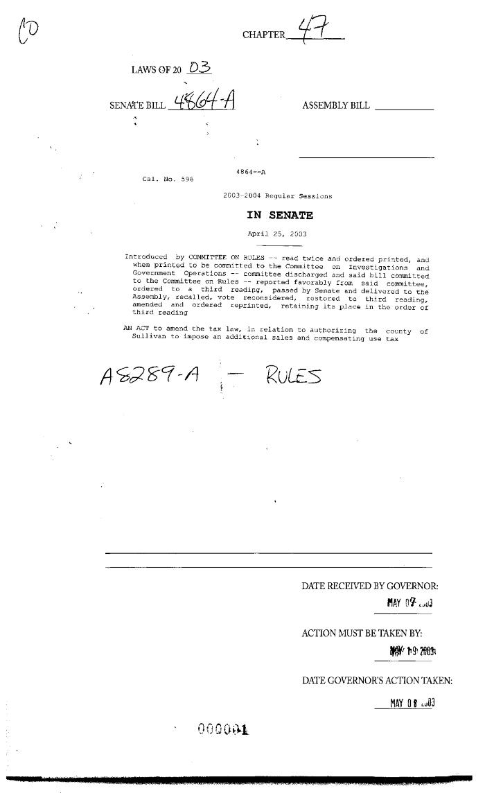 NYS Bill and Veto Jackets: 2003, Chapter 47
