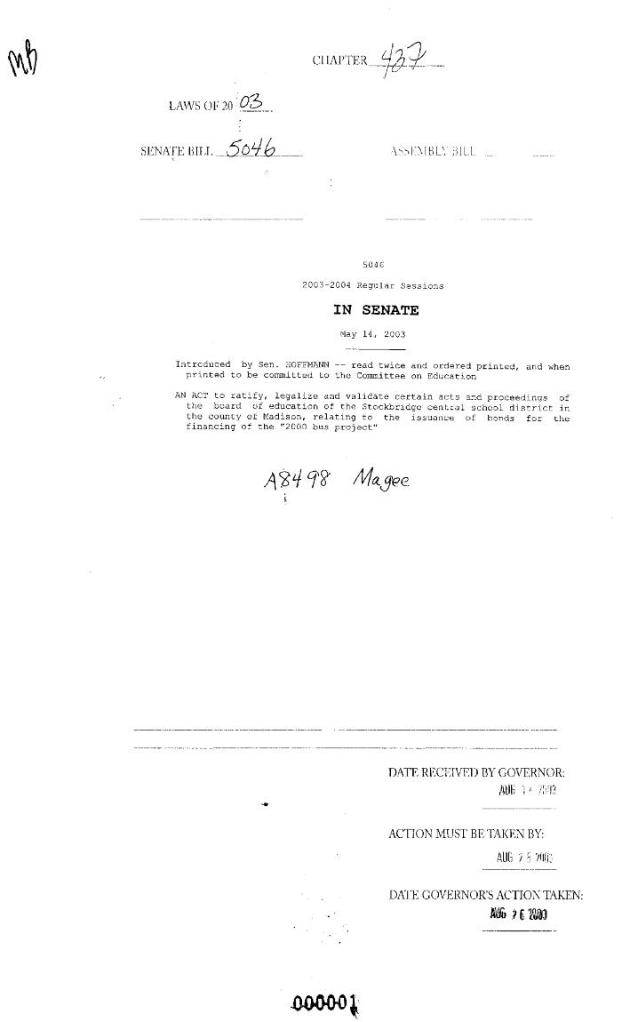 NYS Bill and Veto Jackets: 2003, Chapter 437