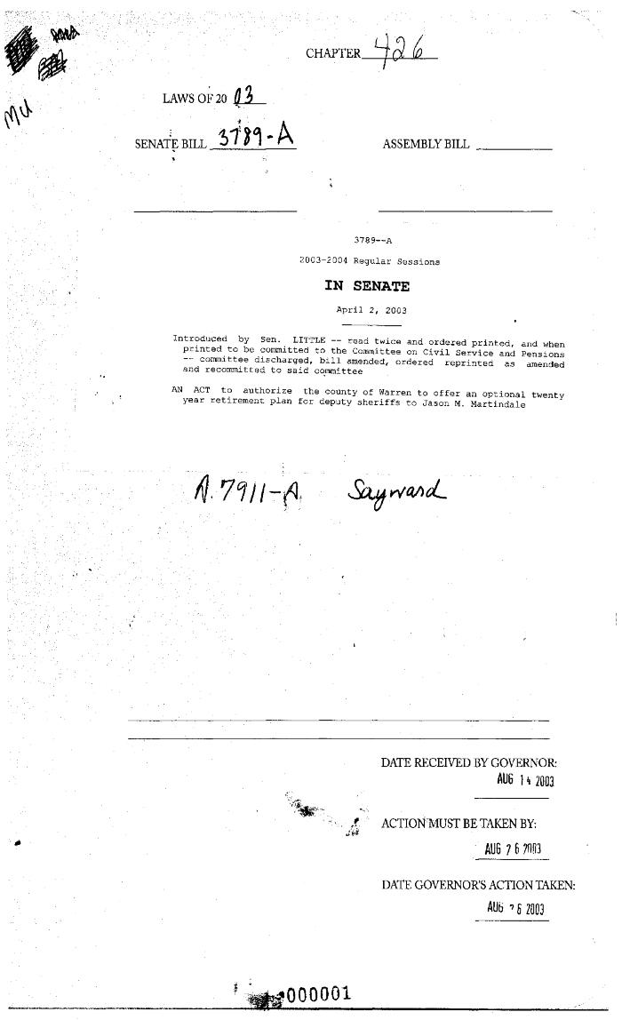 NYS Bill and Veto Jackets: 2003, Chapter 426
