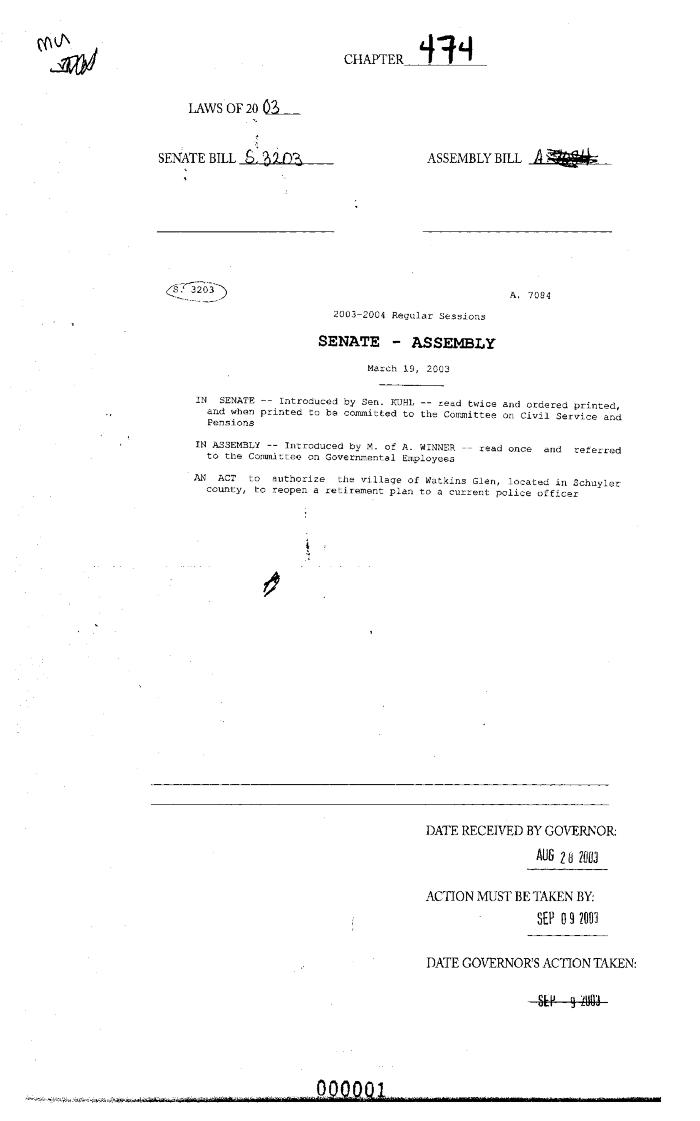 NYS Bill and Veto Jackets: 2003, Chapter 474