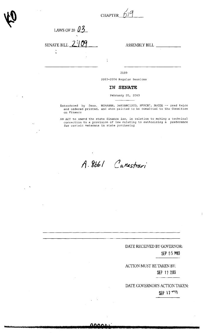 NYS Bill and Veto Jackets: 2003, Chapter 519