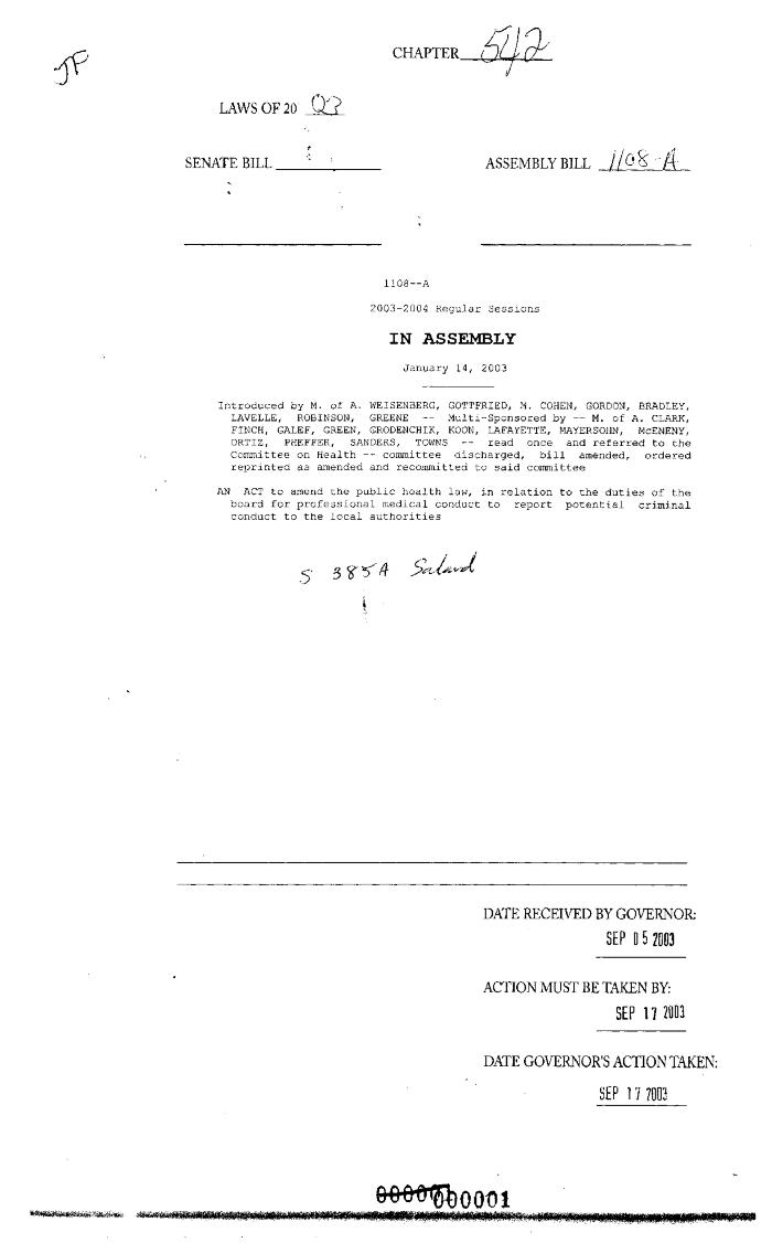 NYS Bill and Veto Jackets: 2003, Chapter 542