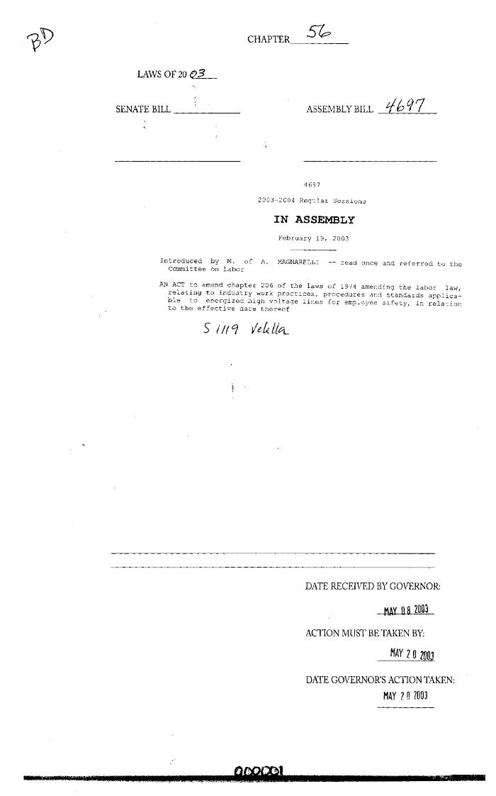 NYS Bill and Veto Jackets: 2003, Chapter 56