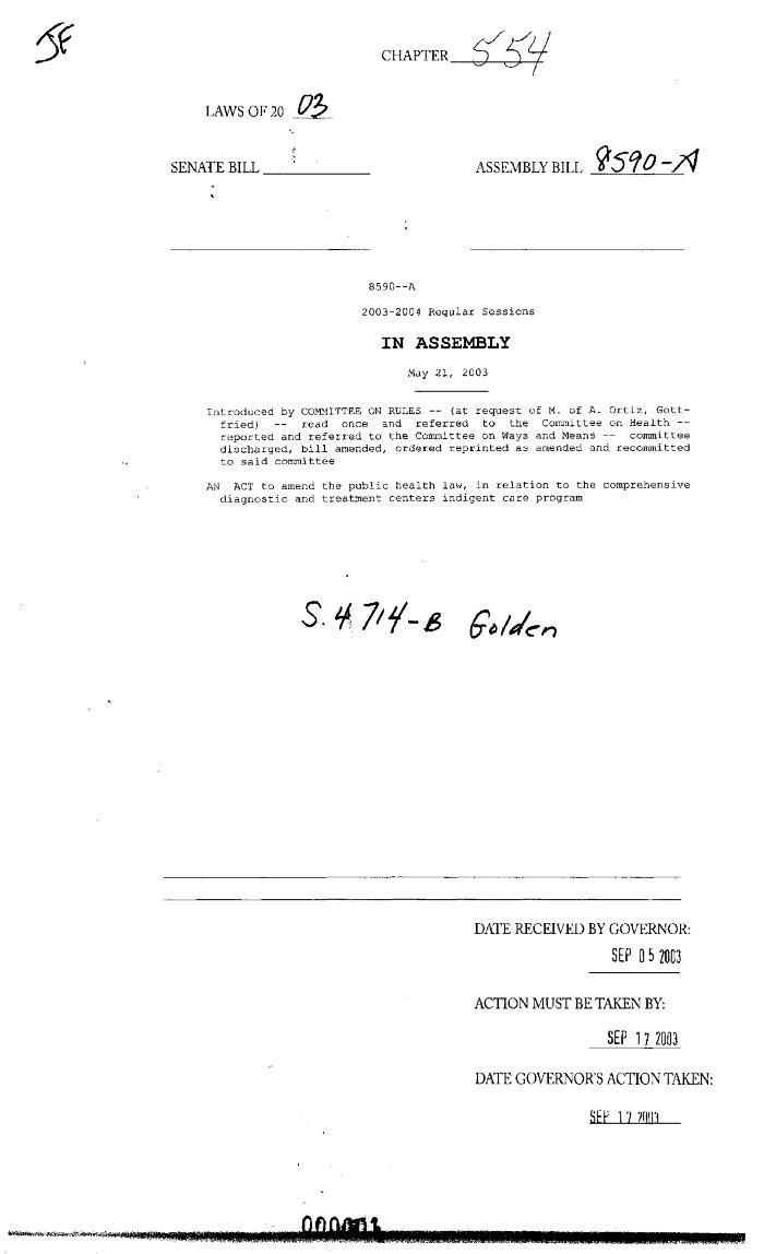 NYS Bill and Veto Jackets: 2003, Chapter 554
