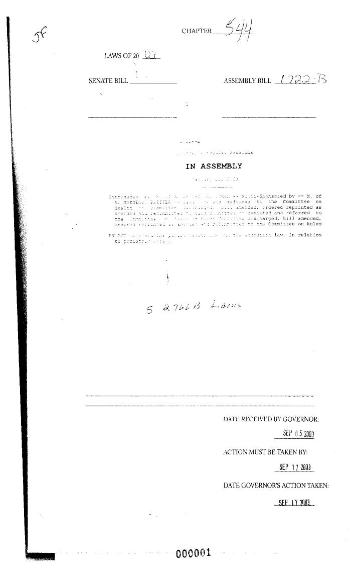 NYS Bill and Veto Jackets: 2003, Chapter 544