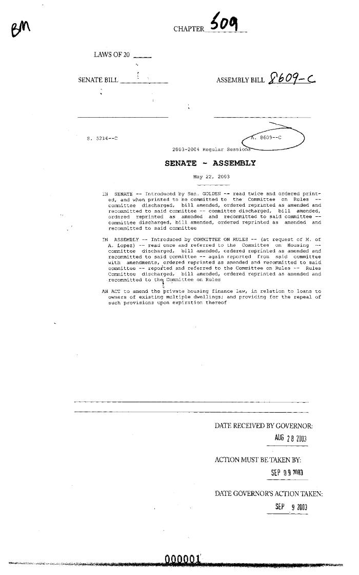 NYS Bill and Veto Jackets: 2003, Chapter 509