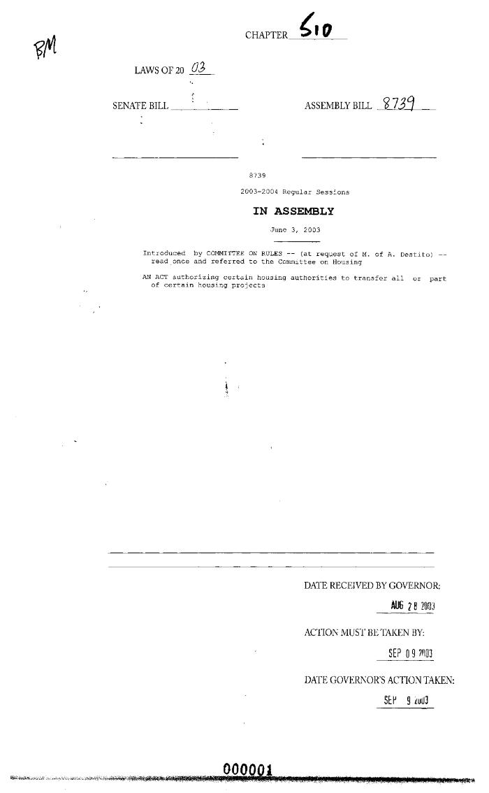 NYS Bill and Veto Jackets: 2003, Chapter 510