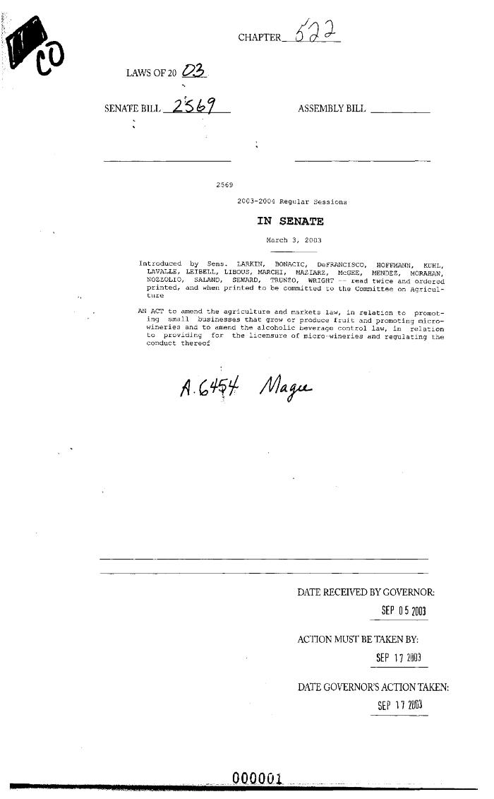 NYS Bill and Veto Jackets: 2003, Chapter 522