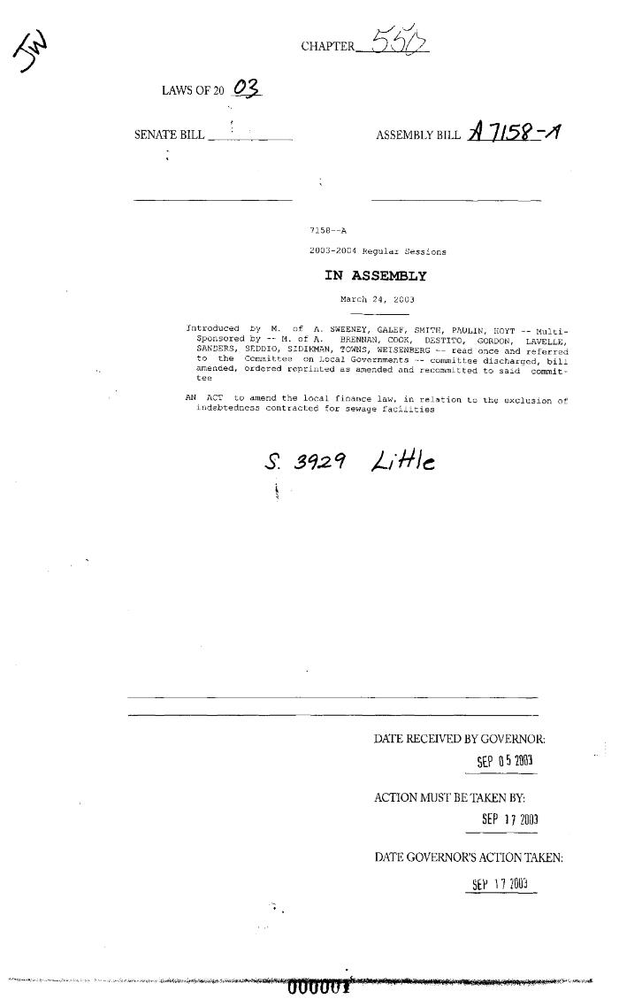 NYS Bill and Veto Jackets: 2003, Chapter 550