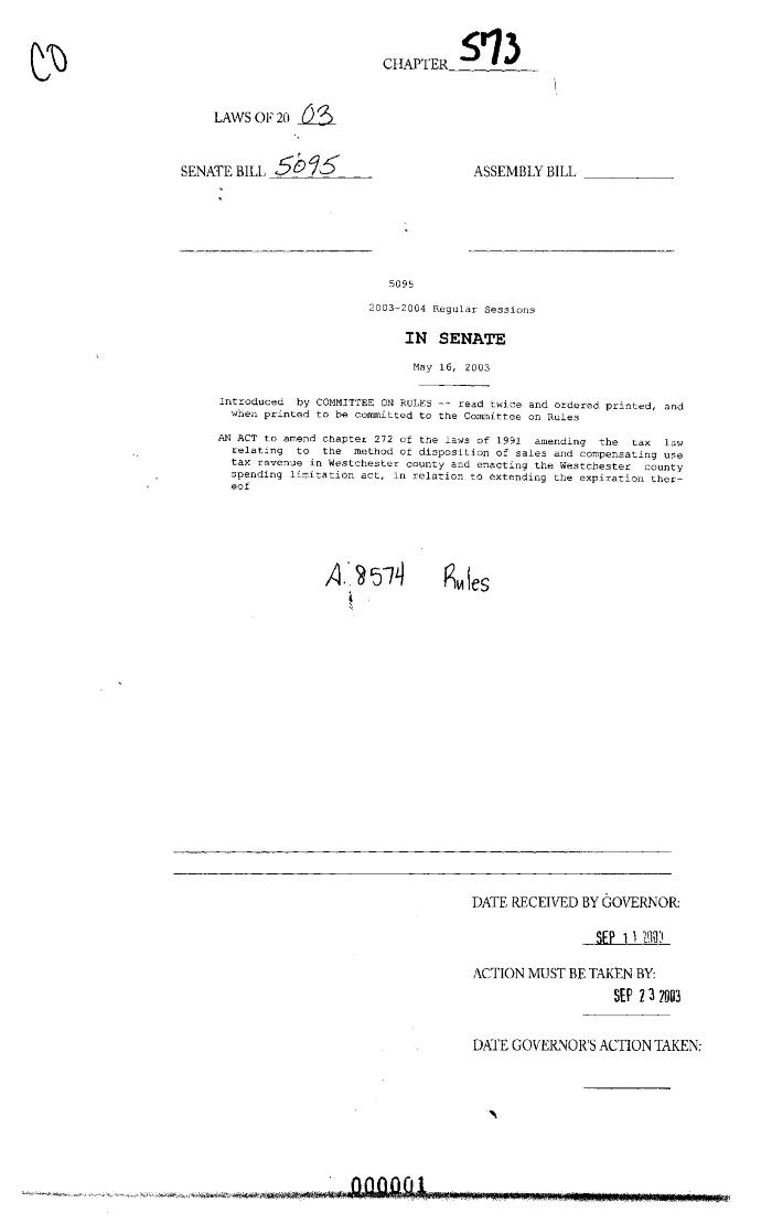 NYS Bill and Veto Jackets: 2003, Chapter 573
