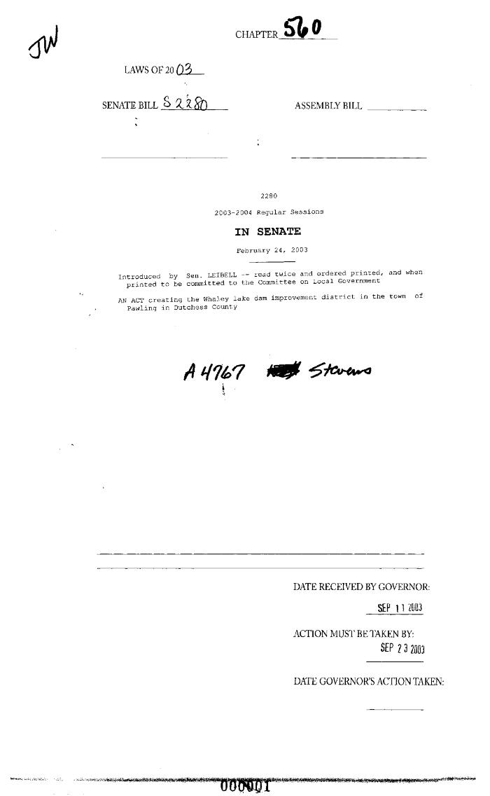 NYS Bill and Veto Jackets: 2003, Chapter 560