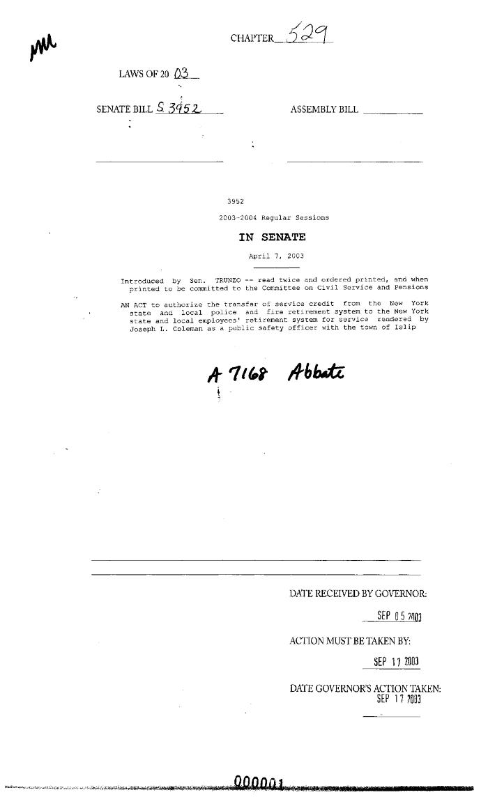 NYS Bill and Veto Jackets: 2003, Chapter 529