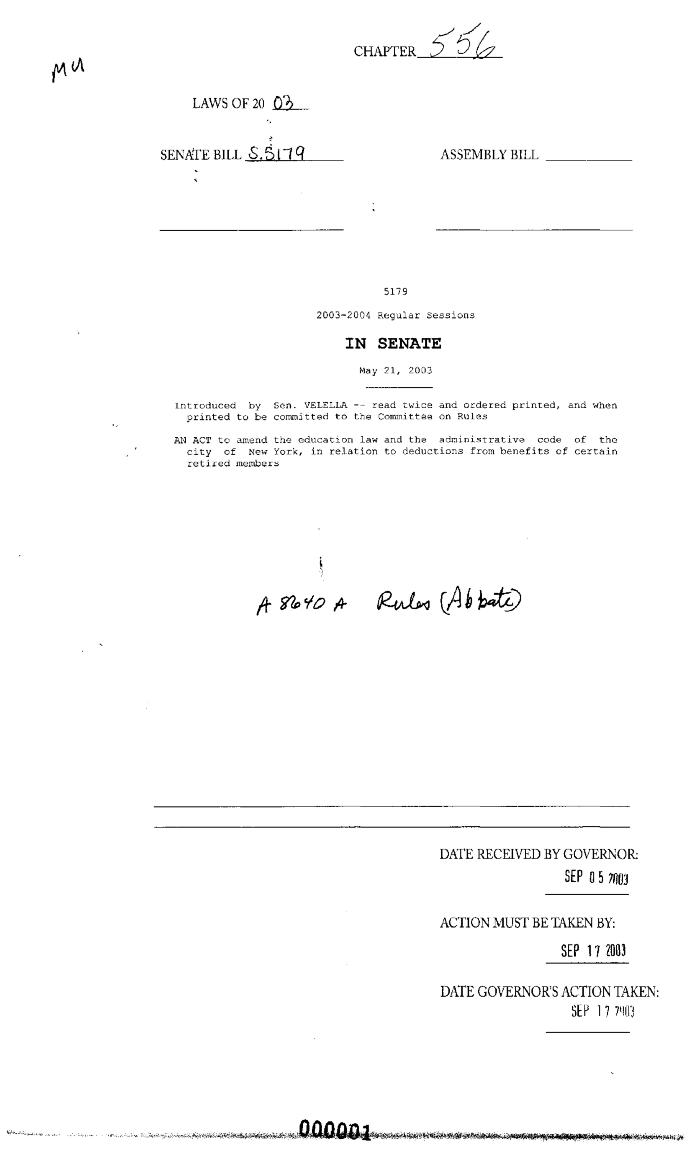 NYS Bill and Veto Jackets: 2003, Chapter 556