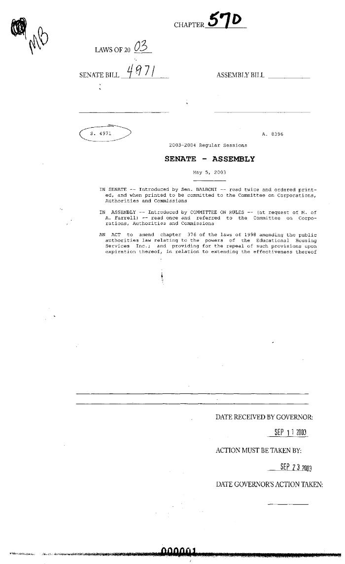 NYS Bill and Veto Jackets: 2003, Chapter 570
