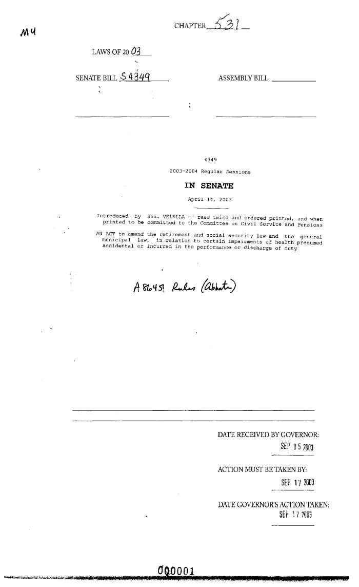 NYS Bill and Veto Jackets: 2003, Chapter 531